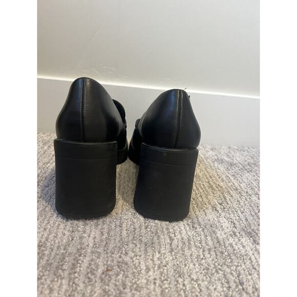 Mary Jane Black Loafers with Gold Chain - Picture 3 of 6